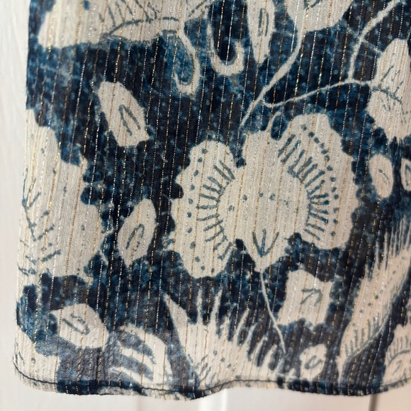 ULLA JOHNSON Dira‎ Top Indigo Metallic Ruffle Size 0 Flutter Sleeve Tassel Tie - Picture 4 of 16